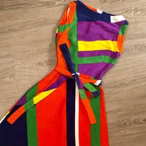 Vintage A-Line Color Block Dress